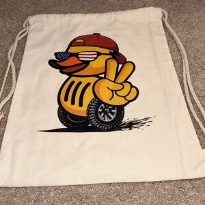 NWOT Drawstring Bag with Cool Duck Graphic